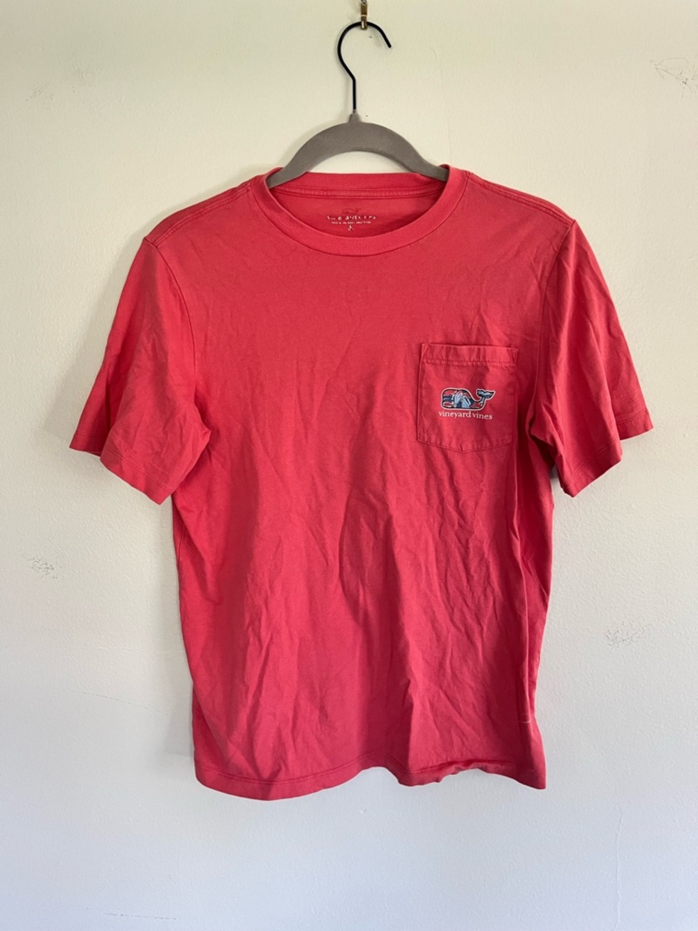 Boys Vineyard Vines Salmon Pink  Pocket Tee with Whale Logo